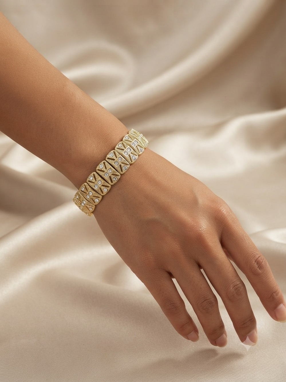 Amazon Gold Crystal Accent Link Bracelet for Women